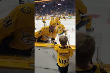 Roman’s kids repping special jerseys tonight for dad's 1,000th NHL game 🙂 #predsnhl