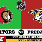 LIVE : Ottawa Senators Vs Nashville Predators | NHL 2026 | NHL Live SCOREBOARD | Jan 23 2026