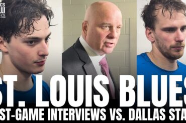 Pavel Buchnevich, Dalibor Dvorsky & Jim Montgomery Respond to St. Louis Blues Loss vs. Dallas