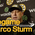 Marco Sturm talks with the media before BOS vs. MTL