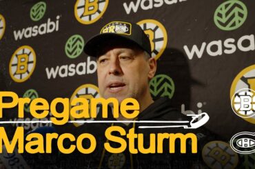 Marco Sturm talks with the media before BOS vs. MTL