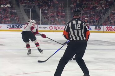Cody Glass scores a goal against the Edmonton Oilers