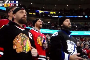 NHL Hockey fight - Nick Foligno(Black Hawks)vs. Jack Finley(Lightning)