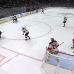 Ryker Evans scores a goal against the New Jersey Devils