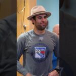 Robo gets the Broadway Hat 🎩 #matthewrobertson #nhl #nyr #hockey