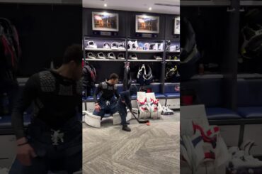 snow day for the Gudbranson kids = trying to score on dad’s teammates!