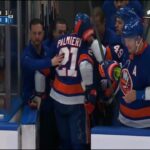 The Islanders announce Kyle Palmieri tore his ACL right before making this unreal assist #nhl
