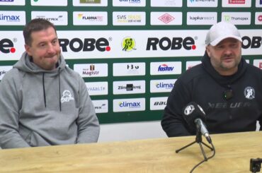 Trenéři Tomáš Hamara a Luboš Jenáček po utkání Vsetín - Tábor 1:2