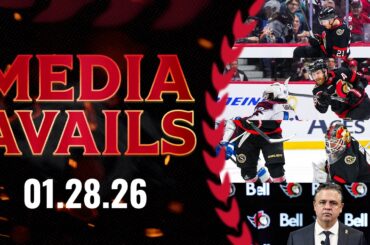 Nick Cousins, James Reimer, Claude Giroux, Travis Green Postgame Media vs COL