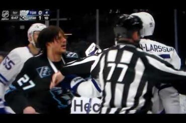 NHL Hockey fight - Barrett Hayton(Mammoth) vs. Oliver Ekman-Larsson(Maple Leafs)