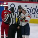 🥊🥊 Donovan Sebrango and Sean Walker drop the gloves after Walker lays the body on Jesper Boqvist