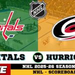 🔴LIVE : Carolina Hurricanes Vs Washington Capitals | NHL 2026 | NHL Live SCOREBOARD