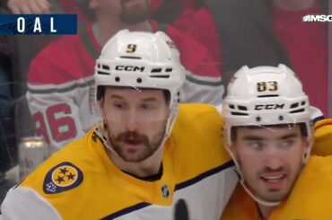 Filip Forsberg scores a goal against the New Jersey Devils