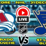 🔴 Colorado Avalanche vs St. Louis Blues | NHL PLAY BY PLAY | Live Score Update 31 December