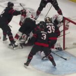 Timo Meier scores a goal against the Ottawa Senators