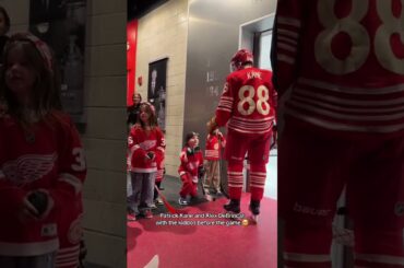 Patrick Kane and Alex DeBrincat with Kids Before Game! #nhl #hockey #fyp