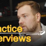 Viktor Arvidsson speaks with media on Friday after practice