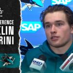 Macklin Celebrini applauds Sharks goalie Yaroslav Askarov after win vs. Panthers | NBC Sports CA