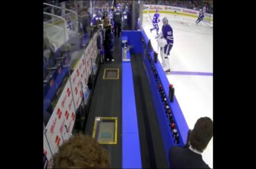 Nick Robertson nearly broke tradition by knocking over the puck pyramid during warmups 😅