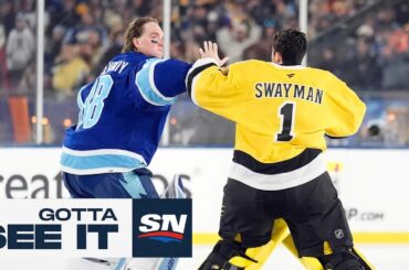 Gotta See It: Swayman, Vasilevskiy Square Off In Outdoor Goalie Fight