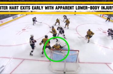CARTER HART INJURED _ Vegas Golden Knights Goaltender Exits Early with Apparent Lower-Body Injury