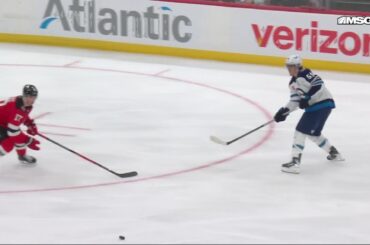 Gabriel Vilardi scores a goal against the New Jersey Devils