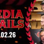 Tyler Kleven, Claude Giroux, Travis Green Pregame Media vs PIT