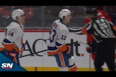Islanders' Mathew Barzal Pounces On Brutal Tom Wilson Turnover For Wide-Open Goal