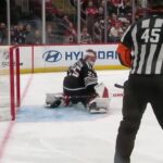 Dante Fabbro scores a goal against the New Jersey Devils