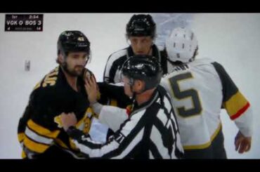 NHL Hockey fight - Mark Kastelic(Bruins)vs. Jeremy Lauzon(Golden Knights)