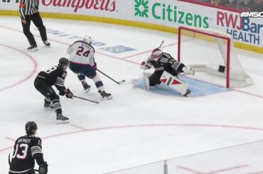 Mathieu Olivier scores a goal against the New Jersey Devils