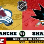 🔴LIVE : San Jose Sharks Vs Colorado Avalanche | NHL 2026 | NHL Live SCOREBOARD