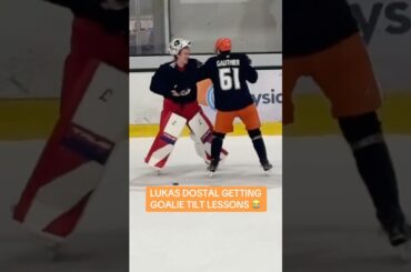 Lukas Dostal is staying ready with all the goalie fights lately 😅 (h/t u/catsgr8rthanspoonies)
