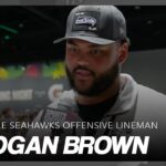 Seattle Seahawks offensive tackle Logan Brown shares his faith in Christ at Super Bowl LX