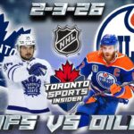 2-3-26 Toronto Maple Leafs vs Edmonton Oilers | NHL LIVE Stream Reaction & Play By Play