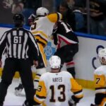 NHL Hockey fight - Peyton Krebs(Sabres)vs. Connor Clifton(Penguins)