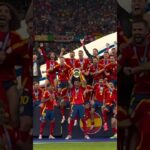 Spain lifting the Euro 2024 trophy after defeating England in the finals #EURO2024