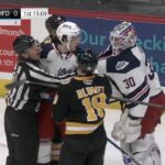 Goaltender Spencer Martin Goes Crazy After Being Hit