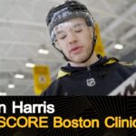 Jordan Harris participates in youth hockey clinic with SCORE Boston