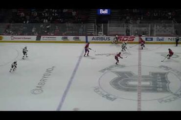 Graeme Clarke of the Hershey Bears scores with 3 seconds left in the 2nd period vs. the Laval Rocket