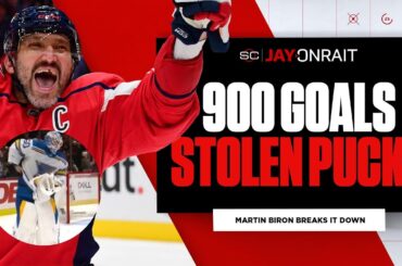 Ovechkin reaches 900 goals, Binnington tries to steal milestone puck