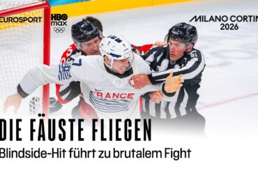 Blindside-Hit mit Folgen! Fight im Match zwischen Kanada und Frankeich I Olympia 2026 I Eishockey