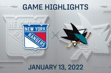 NHL Highlights | Rangers vs. Sharks - Jan. 13, 2022