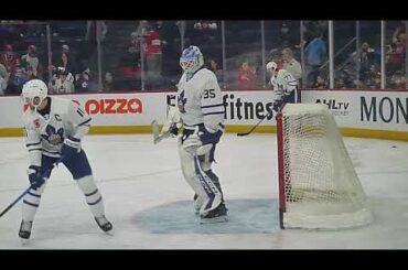 Toronto Marlies goalie Dennis Hildeby warms up 2/14/26