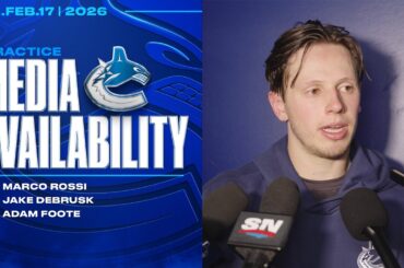 Marco Rossi, Jake DeBrusk & Adam Foote Practice Media Availabilities (Feb 17, 2026)