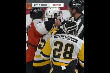 Tyson Foerster leaves the game in pain right after ripping a one-timer