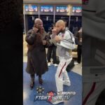 Eubank jr with dad getting ready for Benn fight!