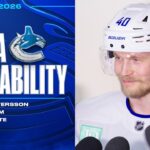 Elias Pettersson, Teddy Blueger & Adam Foote Practice Media Availabilities (Feb 21, 2026)