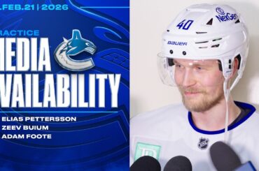 Elias Pettersson, Teddy Blueger & Adam Foote Practice Media Availabilities (Feb 21, 2026)
