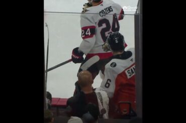 Things get heated after this dirty hit from Dylan Cozens on Noah Juulsen 😳